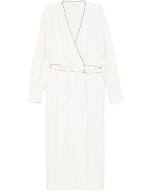 Brunello Cucinelli Embellished Wrap Dress - White