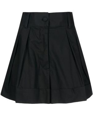 Bambah Pleated High-Waist Shorts - Black