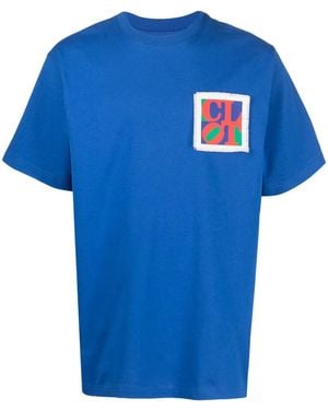 Clot Maraud Logo-Embroidered Cotton T-Shirt - Blue