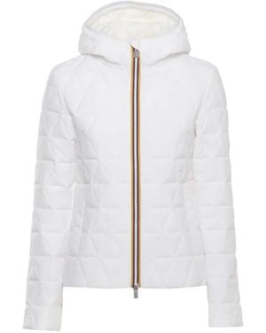 K-Way Triangle Quilting Hoodie Jacket - White