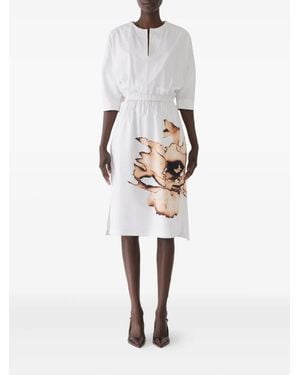 Jason Wu Floral-Print Elasticated-Waist Midi Dress - White