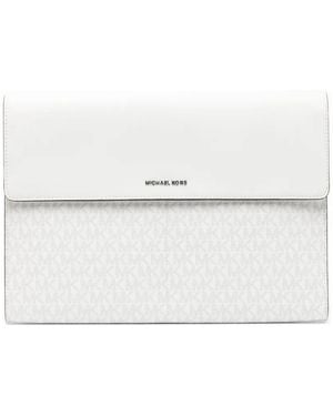 Michael Kors Signature-Logo Laptop Bag - White