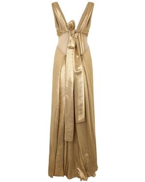Alberta Ferretti Knot-Detail Sleeveless Maxi Dress - Metallic