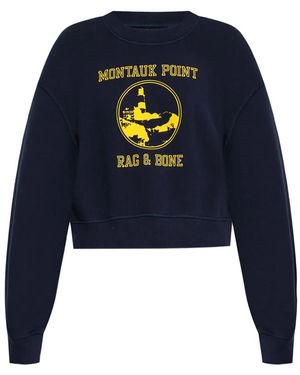 Rag & Bone Montauk Point Graphic-Print Cropped Sweatshirt - Blue