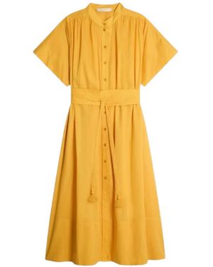 Vanessa Bruno Ciao Belted Tassel-Detail Midi Dress - Yellow