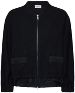 Moncler Zip-Up Bouclé-Texture Jacket - Black