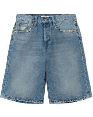 RE/DONE Skater Distressed Denim Shorts - Blue