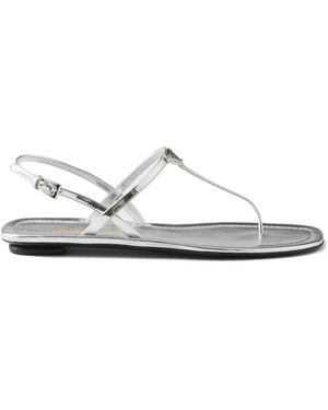 Prada Triangle-Logo Thong Sandals - White