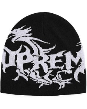 Supreme X Art Dealer Dragon Logo-Jacquard Beanie Hat - Black