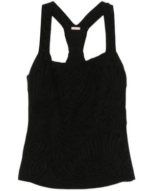 Cult Gaia Stells Embroidered Square-Neck Top - Black