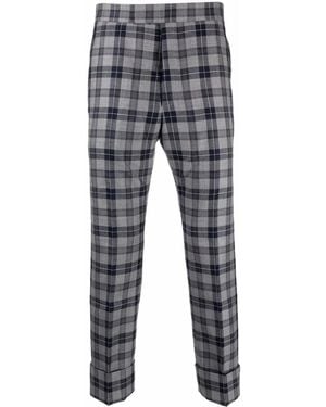 Thom Browne Tartan Cropped Tailored Trousers - Grey