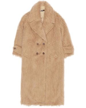 Bimba Y Lola Button Double-Breasted Coat - Natural