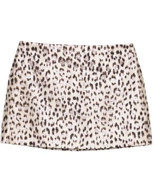P.A.R.O.S.H. Falda corta con motivo de leopardo - Blanco