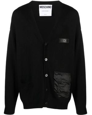 Moschino Cardigan Con Logo Goffrato - Nero