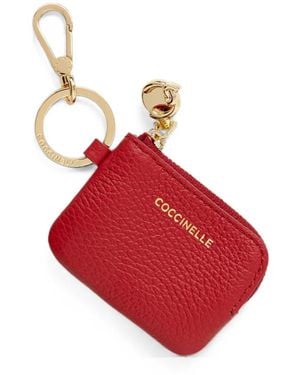 Coccinelle C-Me Softy Logo-Print Grained-Leather Keyring - Red