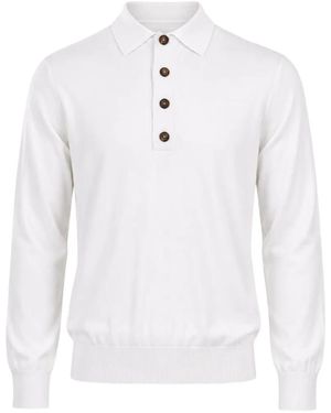 Eleventy Long-Sleeve Polo Shirt - White