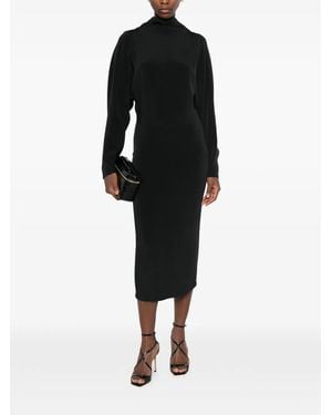 Giorgio Armani High-Neck Batwing-Sleeve Dress - Black
