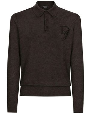 Dolce & Gabbana Polo con logo bordado - Negro