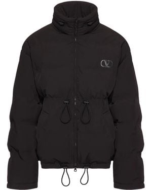 Valentino Garavani Vlogo Signature Hooded Puffer Jacket - Black