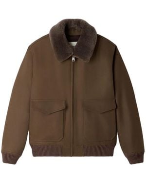 Sandro Wool Jacket With Removable Collar - Brown