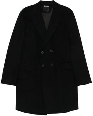 ZEGNA Double-Breasted Coat - Black