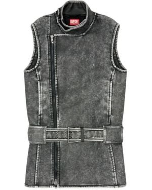 DIESEL Biker-Style Mini Dress With Belt - Gray