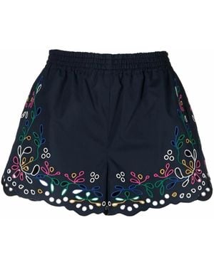 Chloé Broderie Anglaise Mini Shorts - Blue