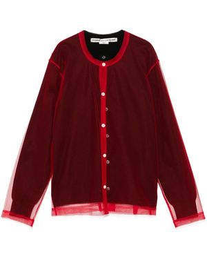Comme des Garçons Overlay-Mesh Cardigan - Red