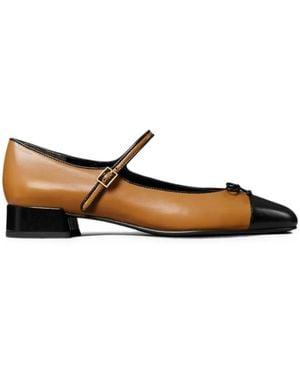 Tory Burch Cap-Toe Mary Jane Bow Ballet Flats 25Mm - White
