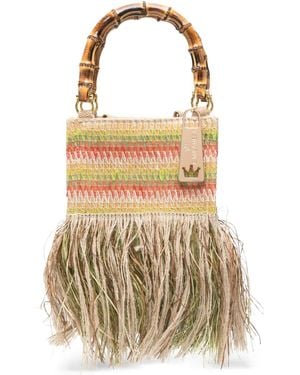 La Milanesa Begonia Fringed Tote Bag - Natural