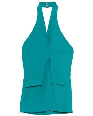 Patrizia Pepe Halterneck Crossover Top - Blue