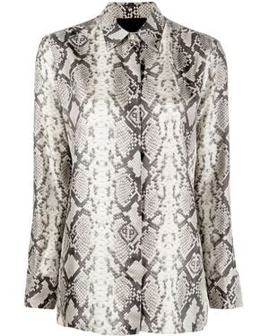 Philipp Plein Snakeskin-Print Button-Down Shirt - Natural