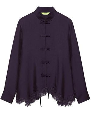 Shanghai Tang Lace-Trim Frog-Fastening Blouse - Purple