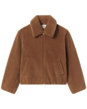 FRAME Teddy Bomber Zip Jacket - Brown