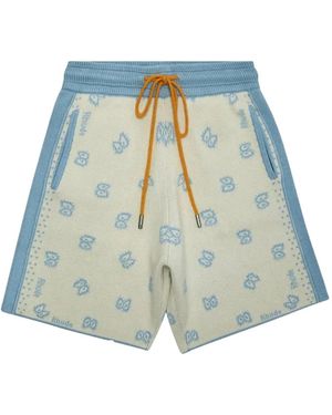 Rhude Banco "Stone/Ivory" Knitted Shorts - Blue