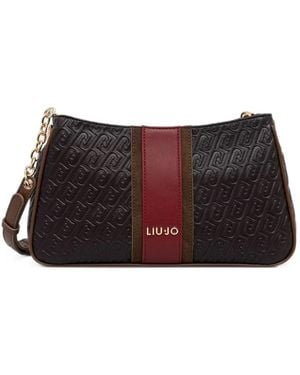 Liu Jo Small Logo-Embossed Striped Cross-Body Bag - Brown