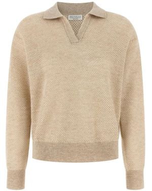 Brunello Cucinelli Waffle-Knit Mohair-Blend Jumper - Natural