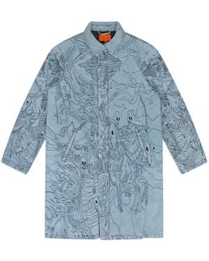 Who Decides War Four Horsemen Printed Trench Coat - Blue
