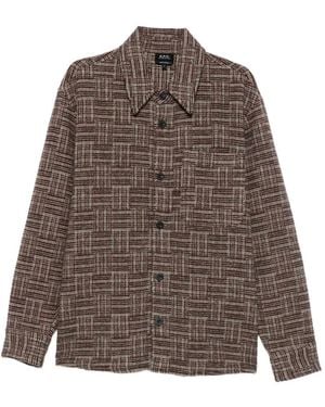A.P.C. Veste Boutonnée À Carreaux - Brown