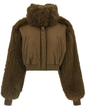 Fabiana Filippi Faux-Fur-Trim Cropped Jacket - Green