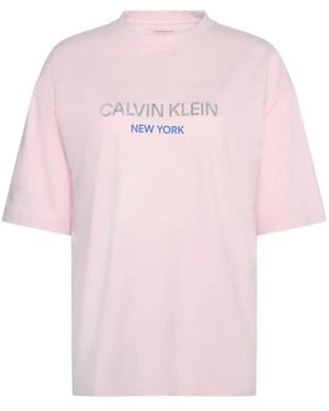 Calvin Klein Sequin-Embellishment T-Shirt - Pink
