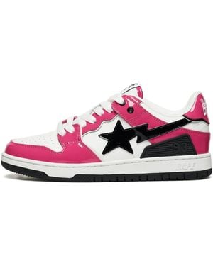 A Bathing Ape Sk8 Sta #2 Leather Low-Top Trainers - White