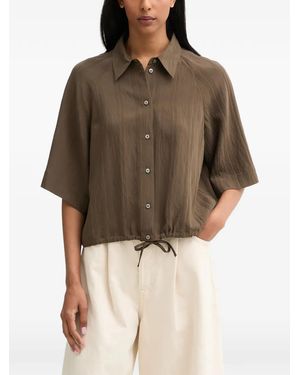 Marc O' Polo Drawstring-Hem Vertical-Stripe Blouse - Brown