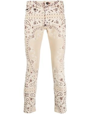 Philipp Plein Bandana-Print Skinny Jeans - Natural