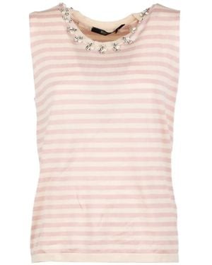 Seventy Embellished Striped Tank Top - Pink