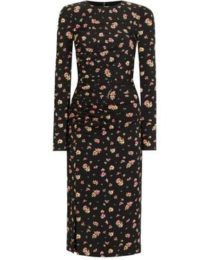 Dolce & Gabbana Floral Long-Sleeve Midi Dress - Black