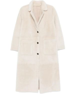 Arma Lambskin Single-Breasted Coat - Natural