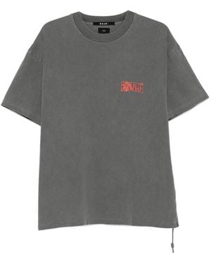 Ksubi Kickstart Logo-Print Drawstring T-Shirt - Grey