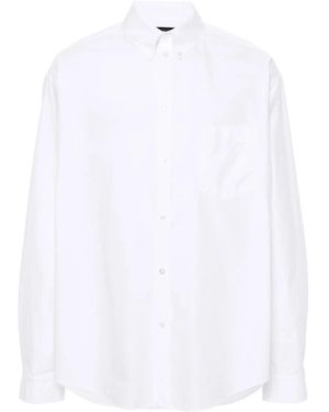 Balenciaga Button-Down Collar Cotton Shirt - White
