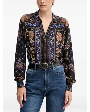 Hale Bob Avalynn Floral-Print Blouse - Black